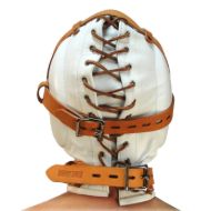 Picture of Total Sensory Deprivation White Leather Hood - MediumLarge