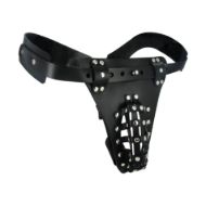 Picture of The Safety Net Leather Male Chastity Belt with Anal Plug Harness