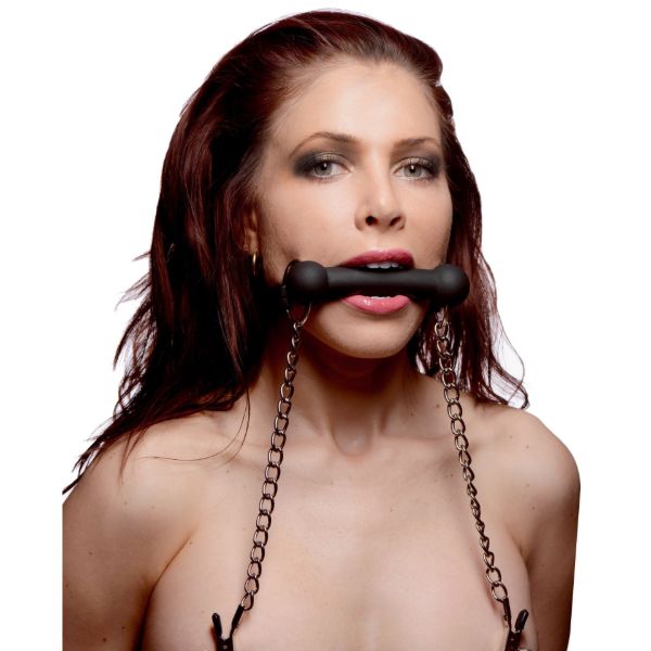 Picture of Equine Silicone Bit Gag with Nipple Clamps