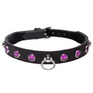 Picture of Leather Rhinestone Collar- Amethyst