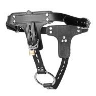 Picture of Premium Locking Leather Cock Ring and Anal Plug Harness