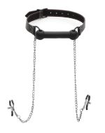 Picture of Silicone Bit Gag with Nipple Clamps