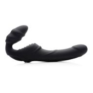 Picture of Slim Rider Ribbed Vibrating Silicone Strapless Strap On