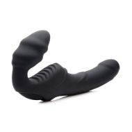 Picture of Slim Rider Ribbed Vibrating Silicone Strapless Strap On