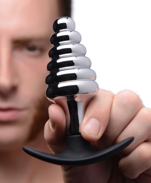 Picture of Dark Hive Metal and Silicone Ribbed Anal Plug
