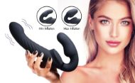 Picture of Ergo-Fit Twist Inflatable Vibrating Silicone Strapless Strap-on - Black