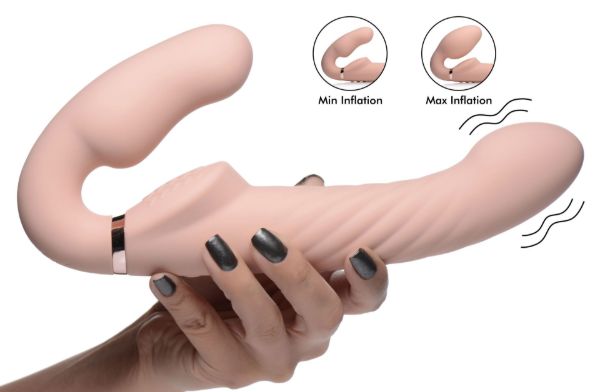 Picture of Ergo-Fit Twist Inflatable Vibrating Silicone Strapless Strap-on - Beige