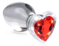 Picture of Red Heart Gem Glass Anal Plug - Large