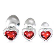 Picture of Red Heart Gem Glass Anal Plug Set