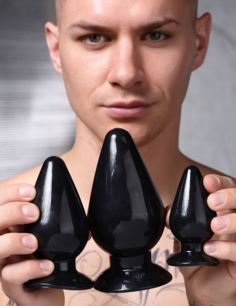 Picture of Triple Cones 3 Piece Anal Plug Set - Black