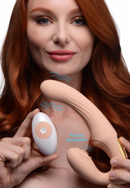 Picture of 15X U-Pulse Silicone Pulsating and Vibrating Strapless Strap-on with Remote - Blush
