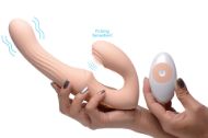 Picture of 15X U-Pulse Silicone Pulsating and Vibrating Strapless Strap-on with Remote - Blush