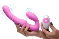 Picture of 15X U-Pulse Silicone Pulsating and Vibrating Strapless Strap-on with Remote - Pink