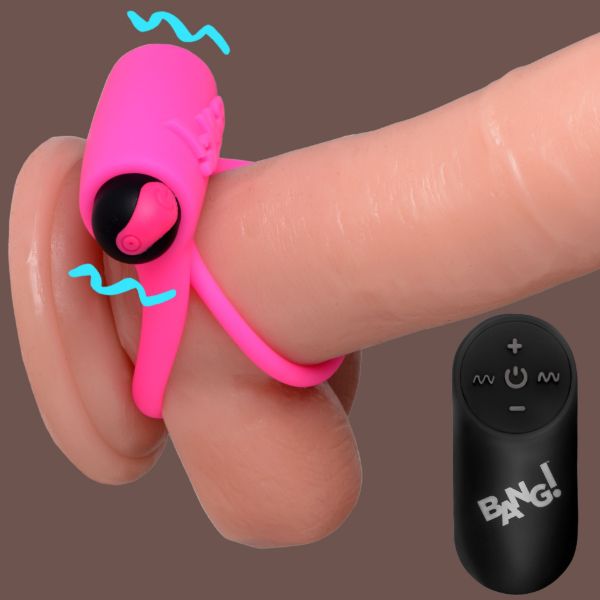 Picture of Remote Control 28X Vibrating Cock Ring and Bullet - Pink