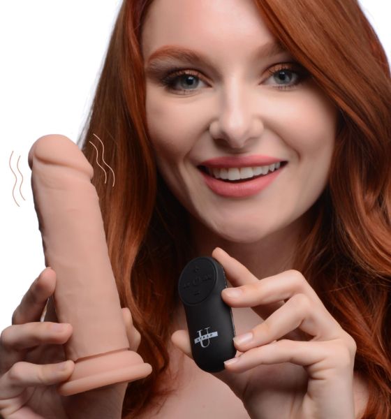 Picture of Power Player 28X Vibrating Silicone Dildo with Remote - Light