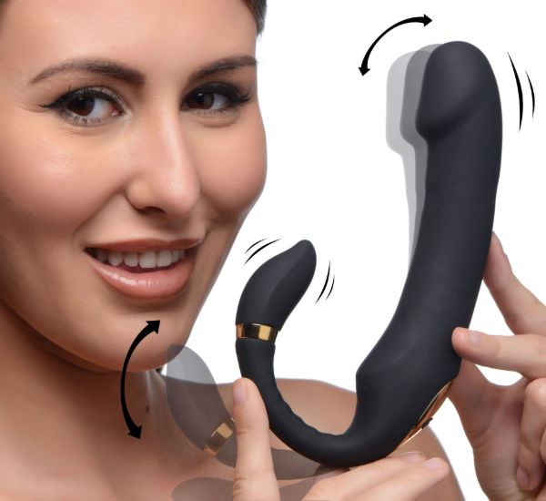 Picture of 10X Pleasure Pose Come Hither Silicone Vibrator with Poseable Clit Stimulator