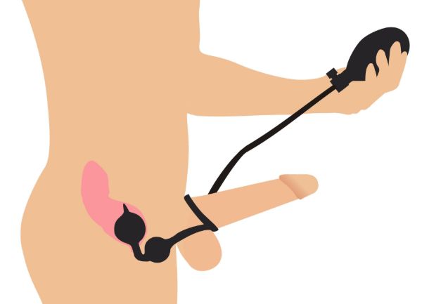 Picture of Devils Rattle Inflatable Silicone Anal Plug with Cock and Ball Ring