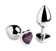 Picture of Genuine Amethyst Gemstone Heart Anal Plug - Large