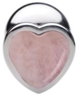 Picture of Authentic Rose Quartz Gemstone Heart Anal Plug - Medium