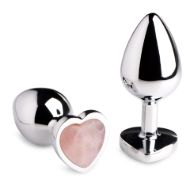 Picture of Authentic Rose Quartz Gemstone Heart Anal Plug - Small