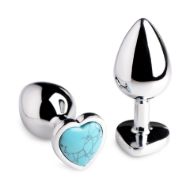 Picture of Authentic Turquoise Gemstone Heart Anal Plug - Large
