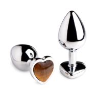 Picture of Authentic Tigers Eye Gemstone Heart Anal Plug - Small