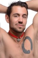 Picture of Heart Lock Leather Choker with Lock and Key - Red