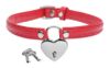 Picture of Heart Lock Leather Choker with Lock and Key - Red