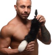 Picture of Small Vibrating Anal Plug with Interchangeable Fox Tail - Black and White