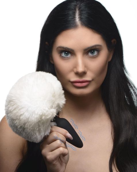 Picture of Large Vibrating Anal Plug with Interchangeable Bunny Tail - White