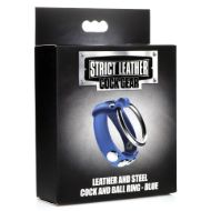Picture of Leather and Steel Cock and Ball Ring - Blue