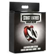 Picture of Leather and Steel Cock and Ball Ring - Red
