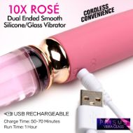 Picture of 10X RosÃ© Dual Ended Smooth Silicone and Glass Vibrator