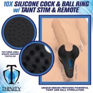 Picture of 10X Vibrating Silicone Cock Ring with Taint Stim and Remote