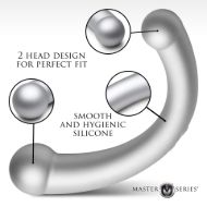 Picture of 10X Vibra-Crescent Vibrating Silicone Dual-Ended Dildo - Silver
