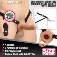 Picture of 2 Inch Erection 28X Smooth Vibrating Silicone Penis Sheath with Remote - Light