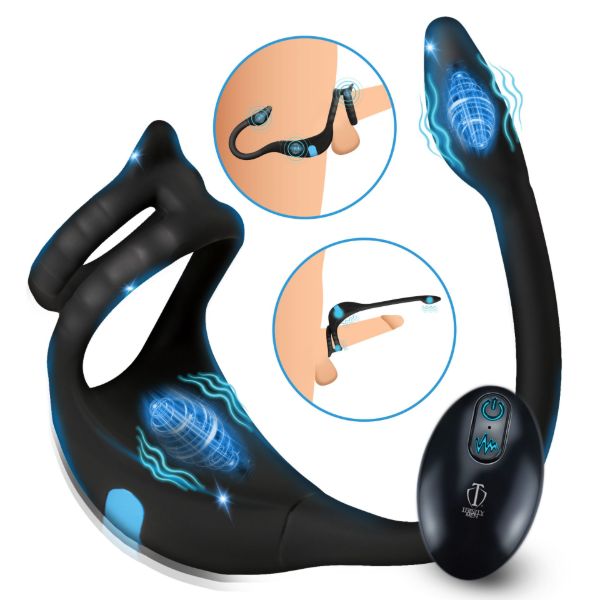 Picture of Vibrating Silicone Cock Ring and Anal Stimulator