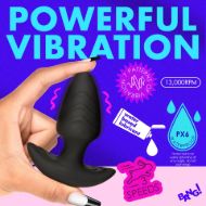 Picture of Rotating and Vibrating Silicone Butt Plug - Black