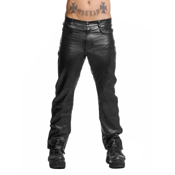 Picture of Police Leather Pants with Blue Stripe- 34 Inch Waist