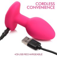 Picture of 10X Pop Rocker Vibrating Silicone Plug with Remote - Magenta