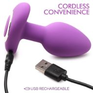 Picture of 10X Pop Rocker Vibrating Silicone Plug with Remote - Violet