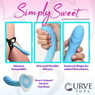 Picture of Rippled Silicone Blue and White Dildo
