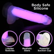 Picture of 7 Inch Glow-in-the-Dark Silicone Dildo with Balls - Pink