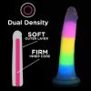 Picture of 7 Inch Glow-in-the-Dark Rainbow Silicone Dildo