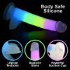 Picture of 7 Inch Glow-in-the-Dark Rainbow Silicone Dildo with Balls