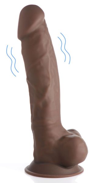 Picture of 8 Inch Silexpan Hypoallergenic Silicone Vibrating Dildo - Dark