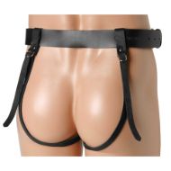 Picture of Double Penetration Premium Leather Dildo Harness for Men